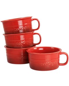 Crock Pot Appleton 24oz Stoneware 4 Piece Soup Mug Set in Gradient Red