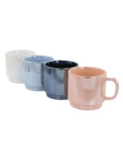 Mr. Coffee Cafe Celestial 4 Piece 14.8 Ounce Stoneware Pearlized Mug Set in Assorted Colors