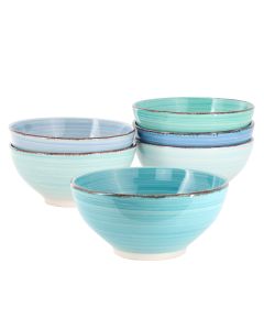 Elama Blue Ridge 6.25 Inch 6 Piece Round Stoneware Assorted Bowl Set