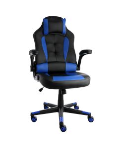 Elama High Back Adjustable Faux Leather Gaming Chair in Black and Blue