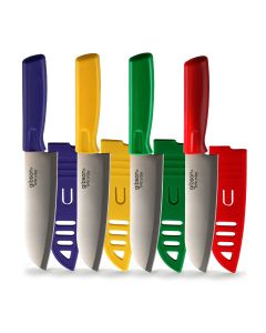 Gibson Everyday Grantville 4 Piece 6 Inch Santoku Knife with Sheath in Assorted Colors