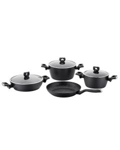 Korkmaz Nora 7 Piece Aluminum Nonstick Cookware Set in Black