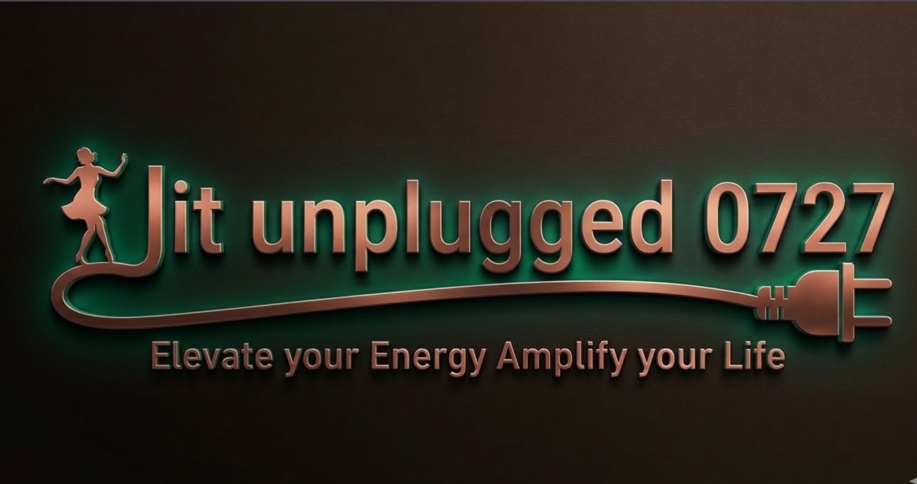 Jitunplugged0727 logo with a jitterbug dancer and an electric plug icon, slogan Elevate your Energy Amplify your Life